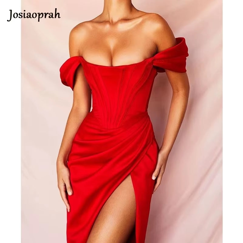 Josiaoprah Off-Shoulder Sexy Satin Corset Dress - Summer 2021 Bodycon Party & Night Club Essential