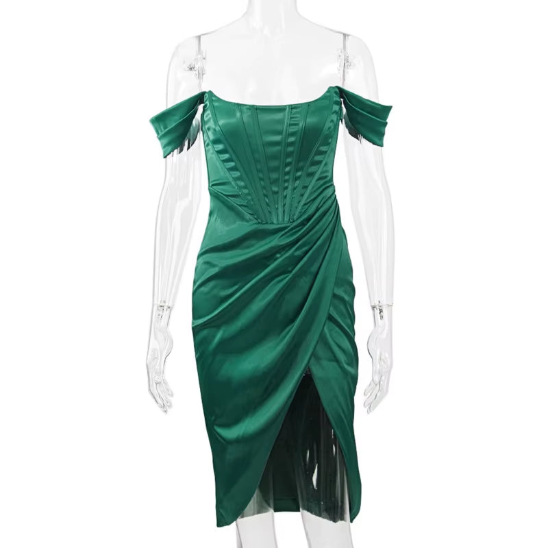 Josiaoprah Off-Shoulder Sexy Satin Corset Dress - Summer 2021 Bodycon Party & Night Club Essential