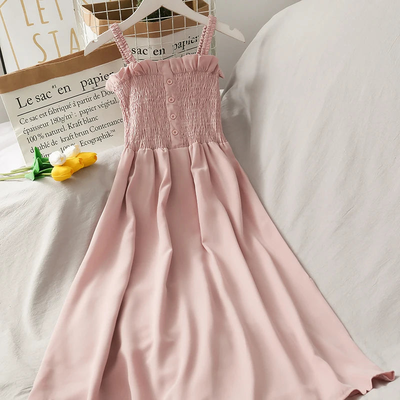 Effortlessly Chic Sleeveless Summer Dress for Women - Off Shoulder Spaghetti Strap, Soft & Breathable, Perfect for Any Occasion