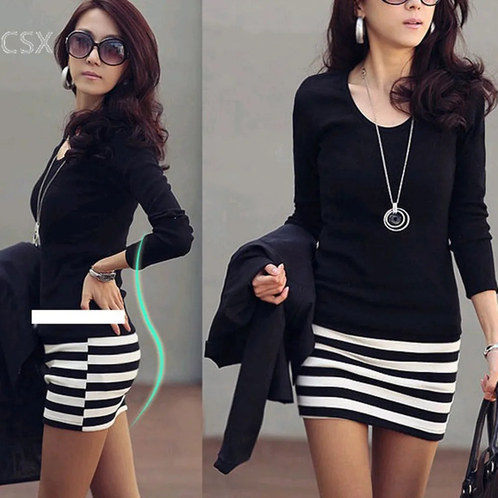 Chic Black Bodycon Mini Dress for Women - Stylish Long Sleeve Slim Fit in Multiple Sizes