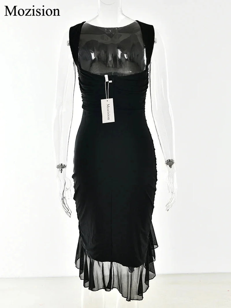 Chic Backless Ruffle Midi Dress - Perfect for Summer Parties & Nights Out!