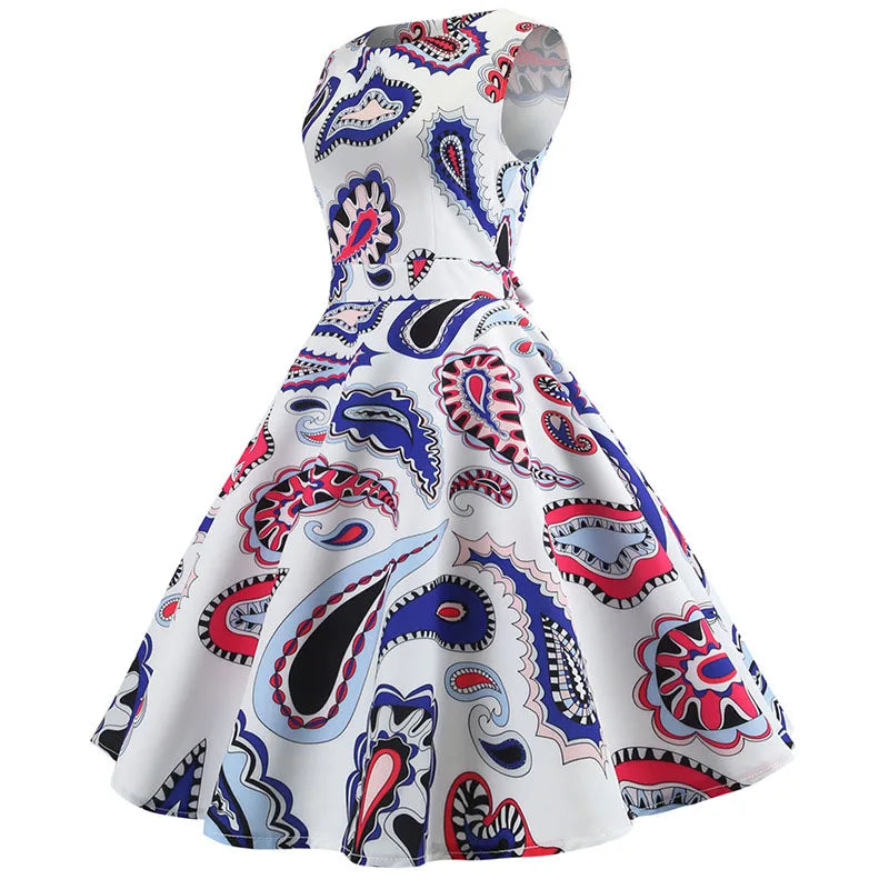 Chic Vintage Floral Summer Dress for Women - 50s/60s Rockabilly Swing Pinup Style Elegant Party Dress