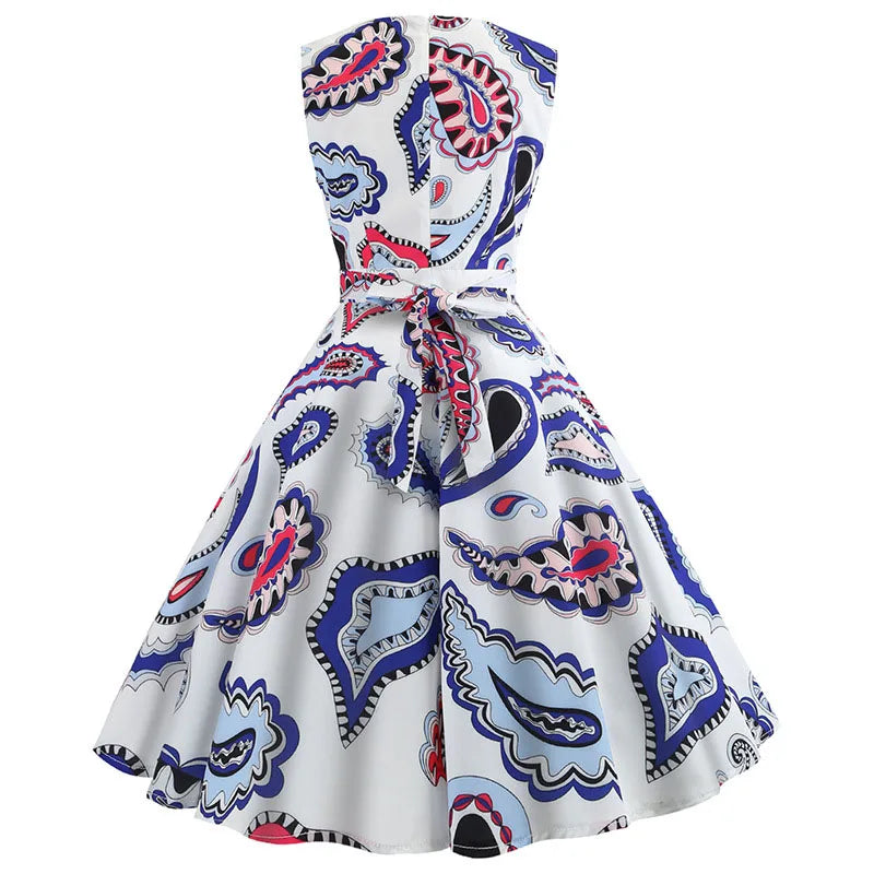 Chic Vintage Floral Summer Dress for Women - 50s/60s Rockabilly Swing Pinup Style Elegant Party Dress