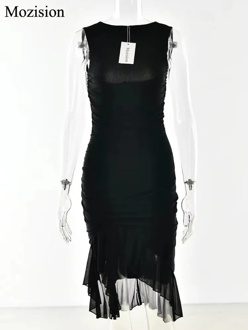 Chic Backless Ruffle Midi Dress - Perfect for Summer Parties & Nights Out!