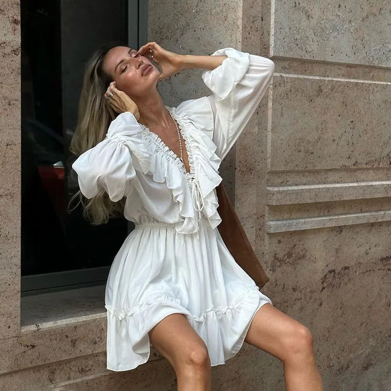 Harlow Backless Floral Ruffle Mini Dress - Perfect Summer Party Dress for Women 2024
