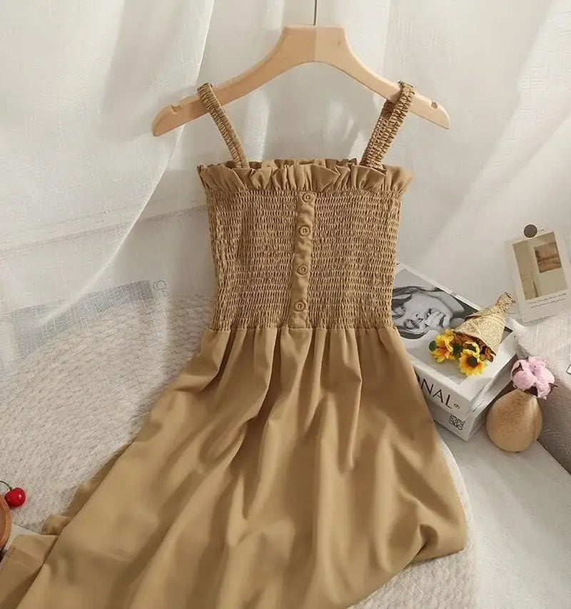 Effortlessly Chic Sleeveless Summer Dress for Women - Off Shoulder Spaghetti Strap, Soft & Breathable, Perfect for Any Occasion