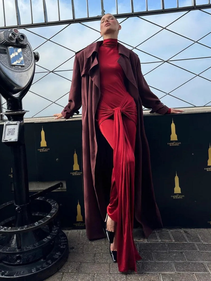 Chic High Neck Long Sleeve Bodycon Maxi Dress - Perfect for Autumn Parties & Club Nights!