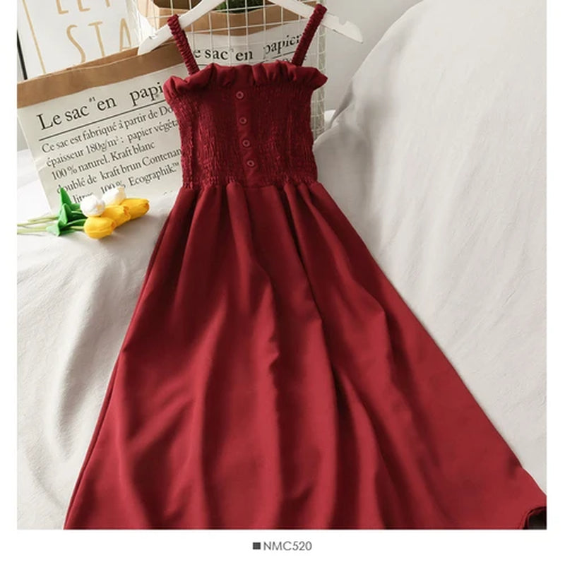 Effortlessly Chic Sleeveless Summer Dress for Women - Off Shoulder Spaghetti Strap, Soft & Breathable, Perfect for Any Occasion