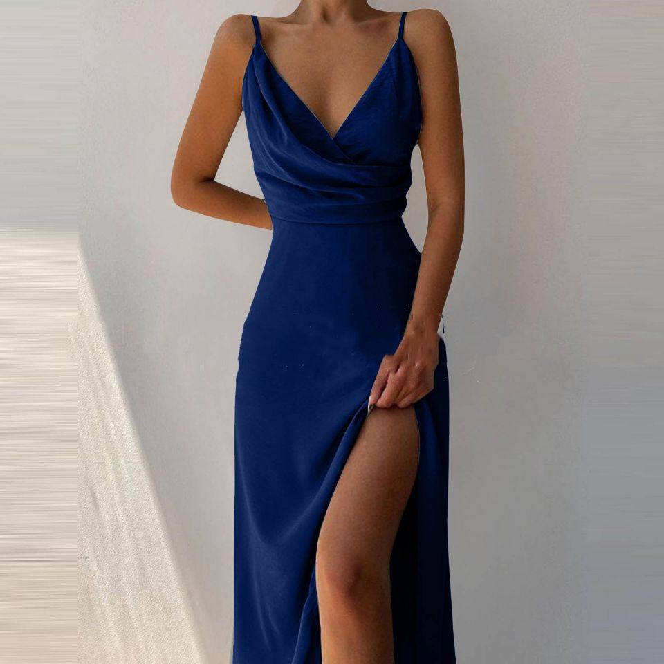 Stylish V-Neck Slit Sling Dress - Sexy Summer Fashion for Women
