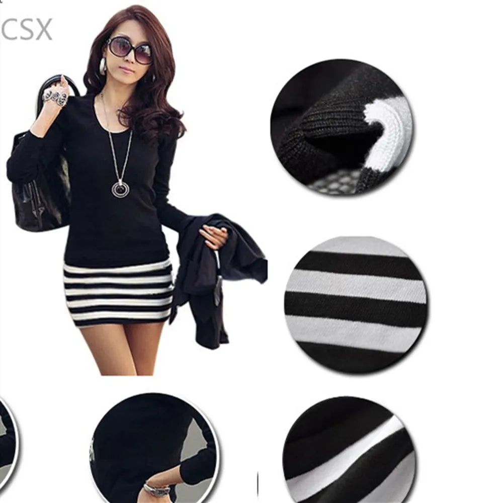 Chic Black Bodycon Mini Dress for Women - Stylish Long Sleeve Slim Fit in Multiple Sizes