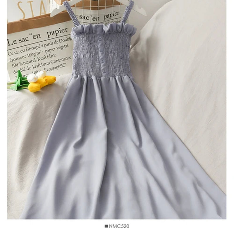 Effortlessly Chic Sleeveless Summer Dress for Women - Off Shoulder Spaghetti Strap, Soft & Breathable, Perfect for Any Occasion