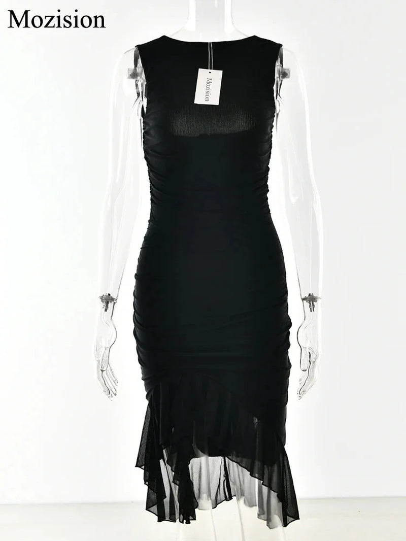 Chic Backless Ruffle Midi Dress - Perfect for Summer Parties & Nights Out!