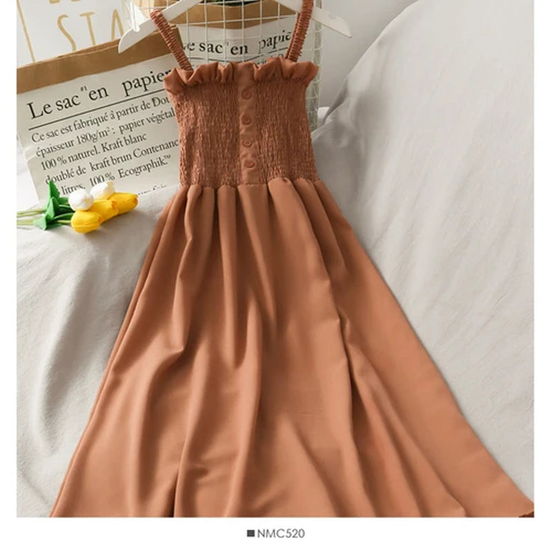 Effortlessly Chic Sleeveless Summer Dress for Women - Off Shoulder Spaghetti Strap, Soft & Breathable, Perfect for Any Occasion