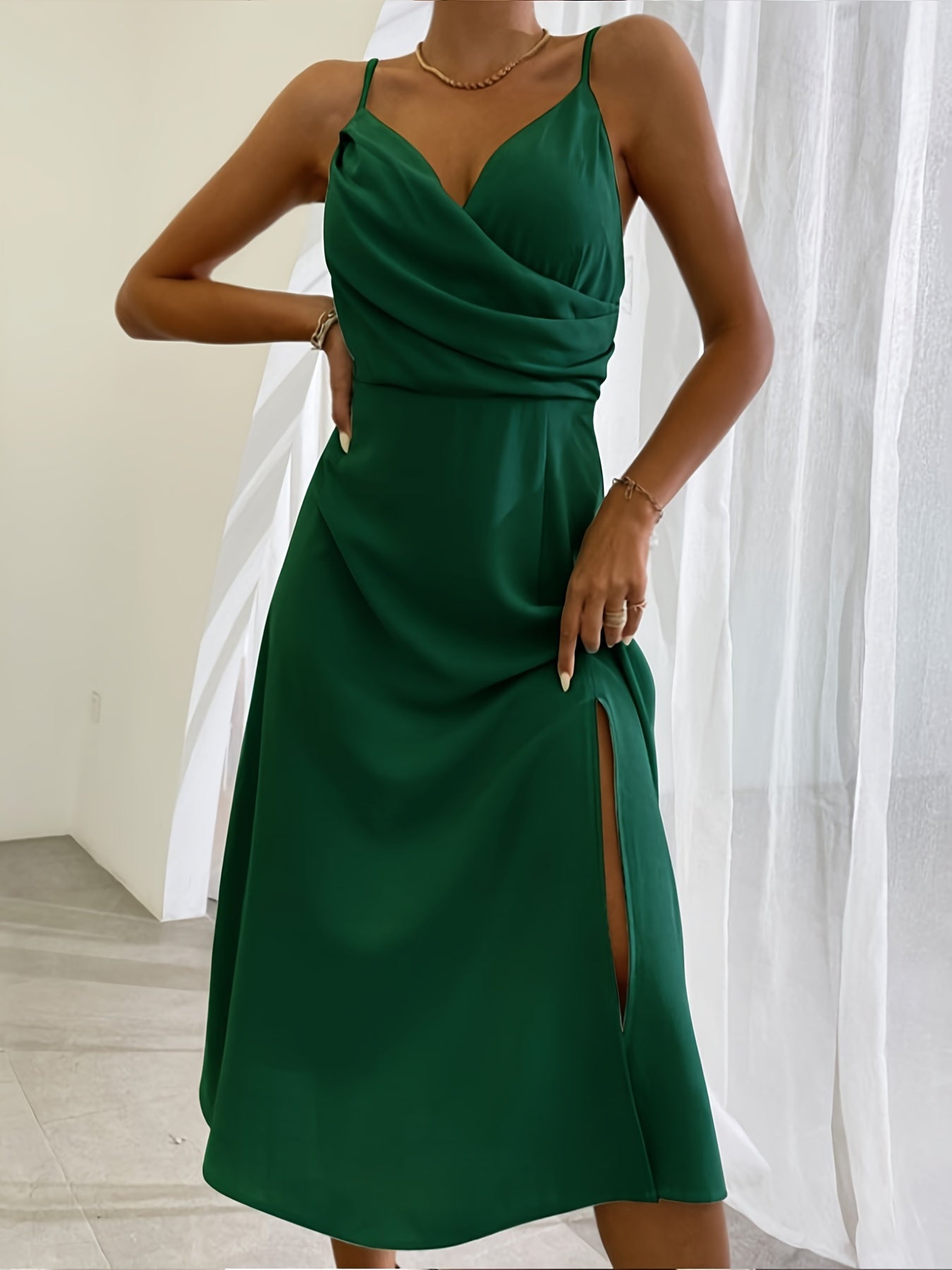 Stylish V-Neck Slit Sling Dress - Sexy Summer Fashion for Women