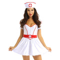 Naughty Nurse Cosplay Costume Set - 3Pcs Sweetheart Neckline Tutu Dress with Headband and Belt for Halloween Party