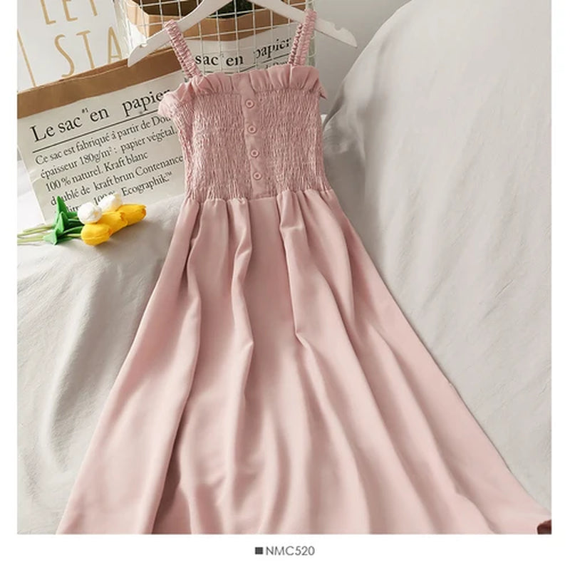 Effortlessly Chic Sleeveless Summer Dress for Women - Off Shoulder Spaghetti Strap, Soft & Breathable, Perfect for Any Occasion