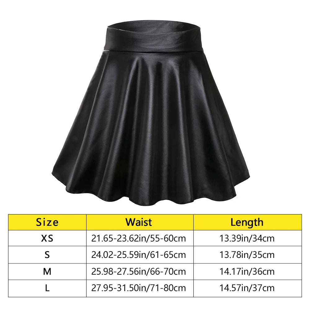 Seductive High Waist Faux Leather Mini Skirt - Versatile for Skating,