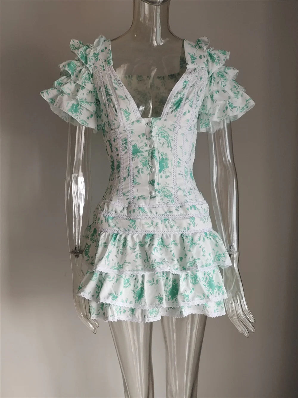 Flirty pinkes Mini-V-Ausschnitt-Rüschenkleid für Sommer & Herbst
