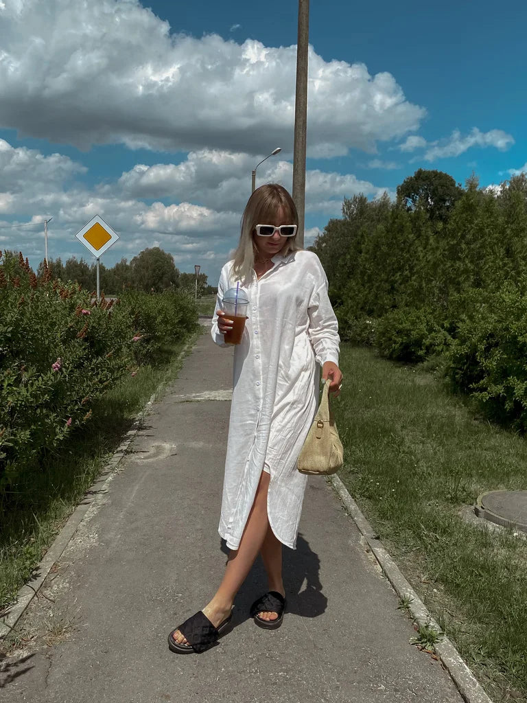 S-2XL Summer Shirt Dress Evening Vintage Dress Party Oversize Long