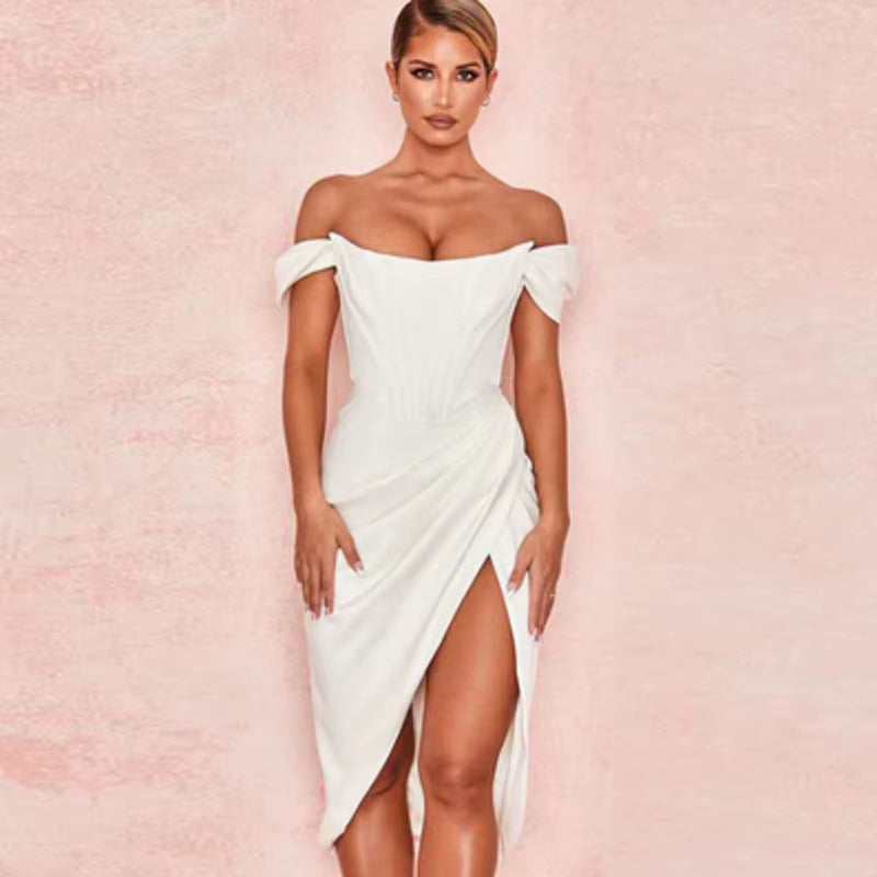 Josiaoprah Off-Shoulder Sexy Satin Corset Dress - Summer 2021 Bodycon Party & Night Club Essential