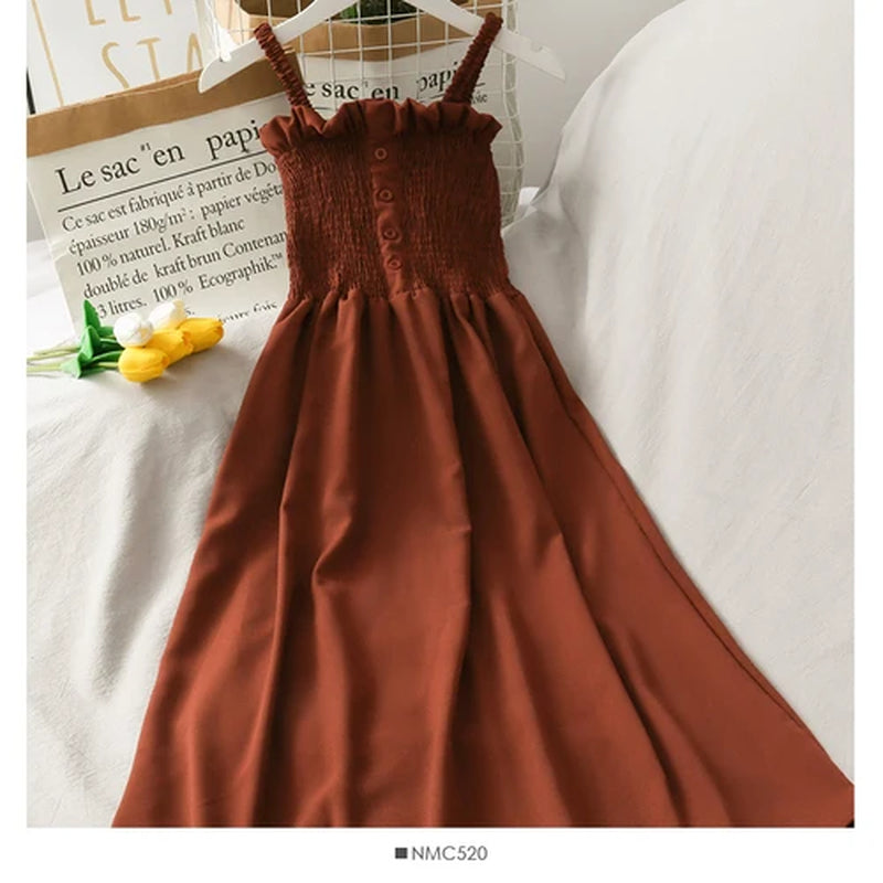 Effortlessly Chic Sleeveless Summer Dress for Women - Off Shoulder Spaghetti Strap, Soft & Breathable, Perfect for Any Occasion