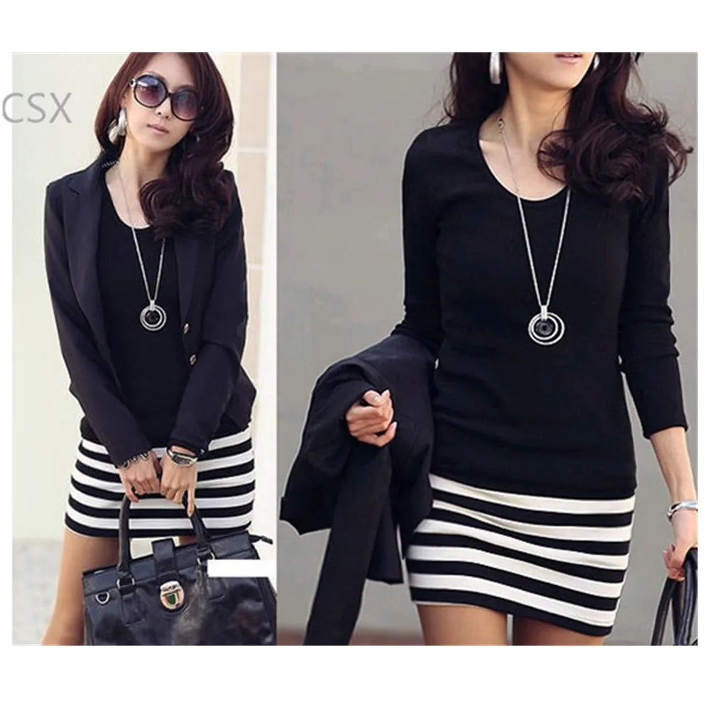 Chic Black Bodycon Mini Dress for Women - Stylish Long Sleeve Slim Fit in Multiple Sizes