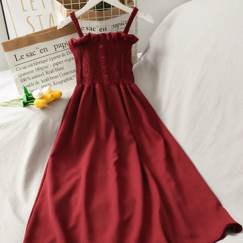 Effortlessly Chic Sleeveless Summer Dress for Women - Off Shoulder Spaghetti Strap, Soft & Breathable, Perfect for Any Occasion