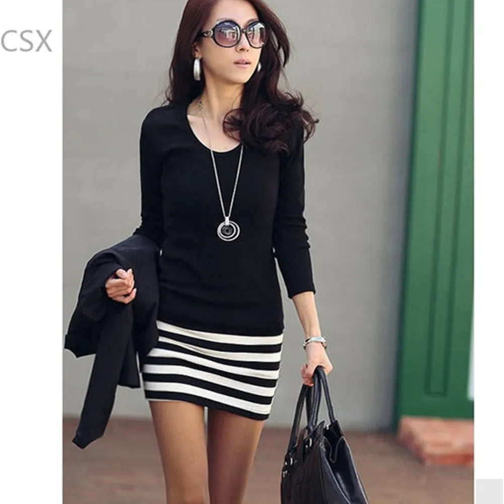 Chic Black Bodycon Mini Dress for Women - Stylish Long Sleeve Slim Fit in Multiple Sizes