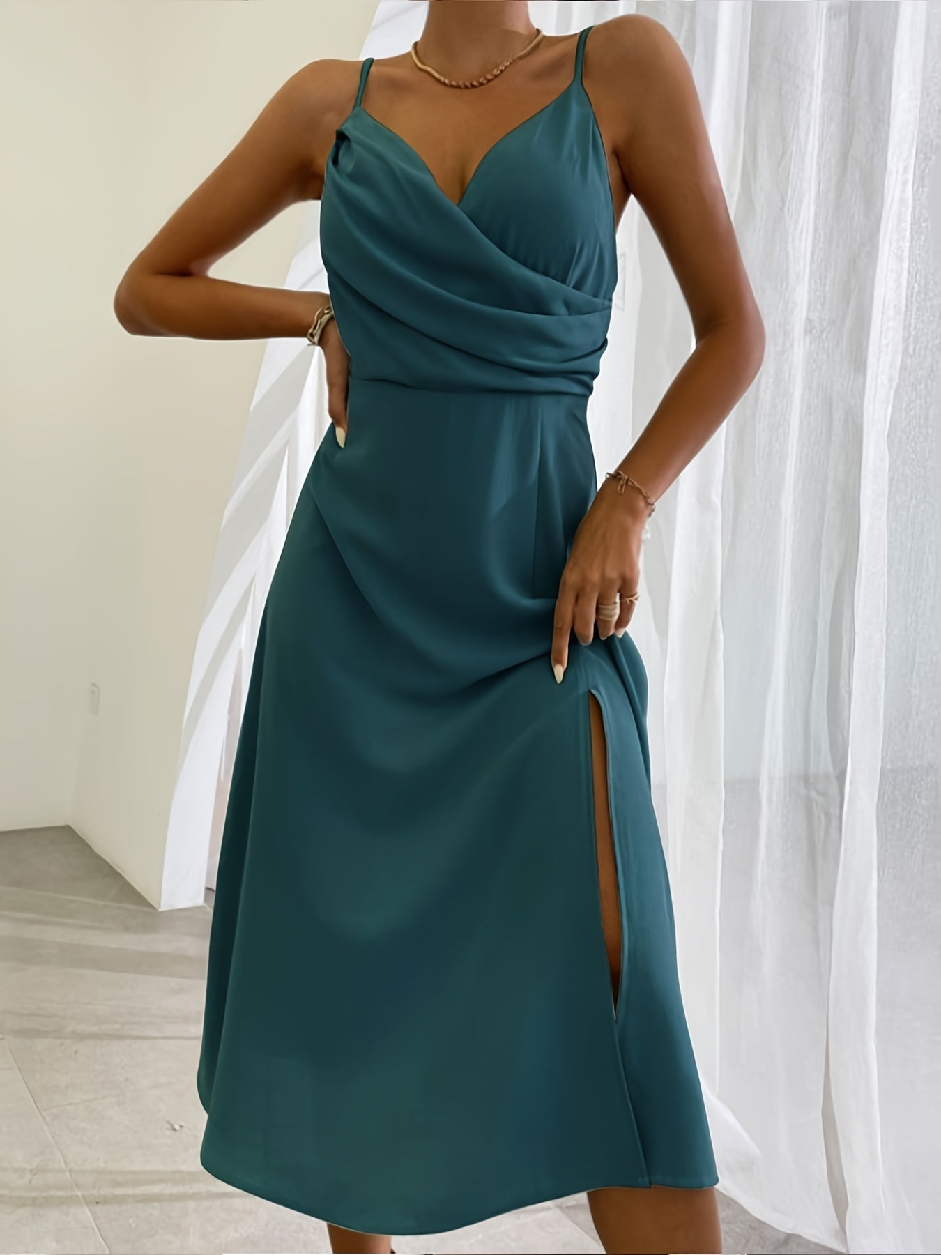 Stylish V-Neck Slit Sling Dress - Sexy Summer Fashion for Women