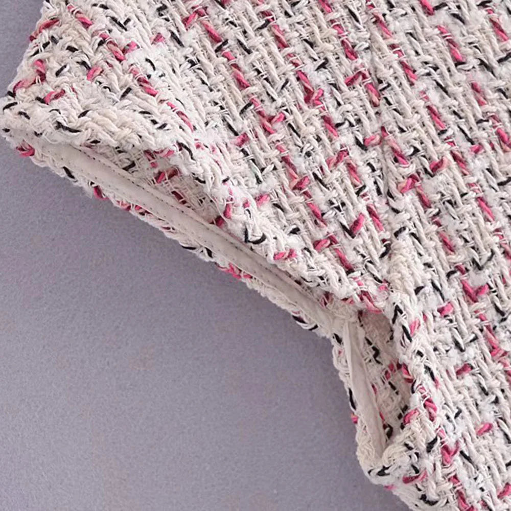 Elegant Vintage Ruffle Tweed Mini Dress for Women - Autumn Fashion Essential