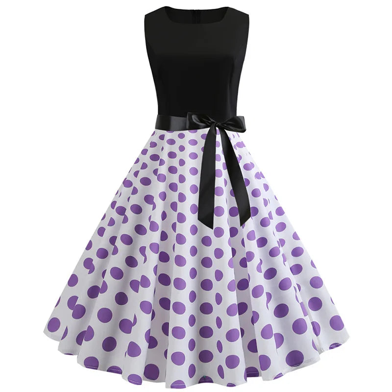 Chic Vintage 50s/60s Black & White Polka Dot Summer Dress - Perfect for Parties and Office!