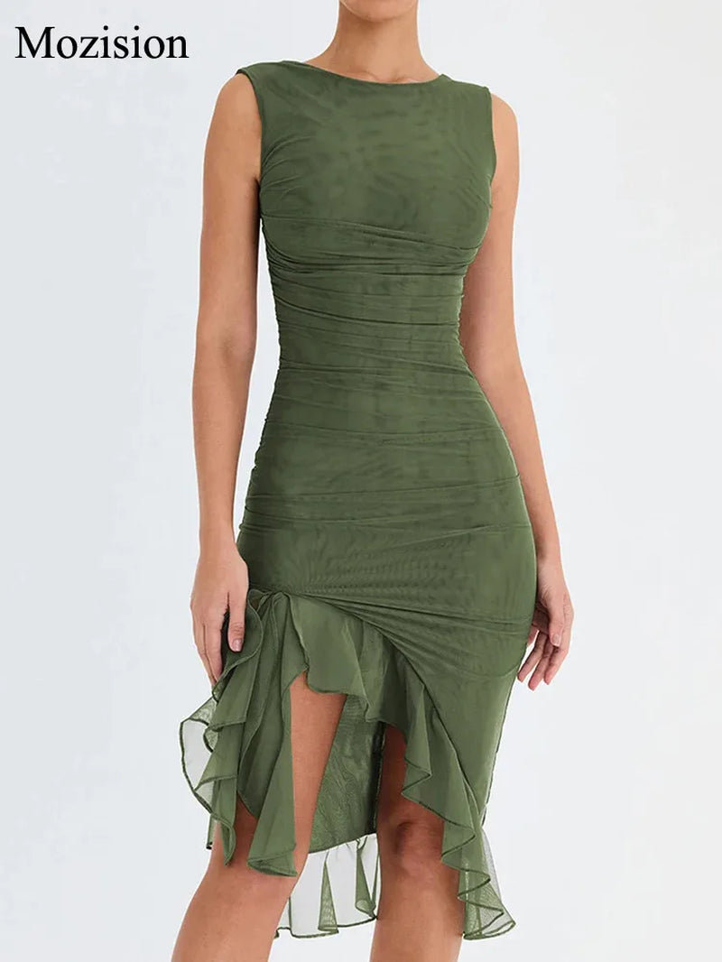Chic Backless Ruffle Midi Dress - Perfect for Summer Parties & Nights Out!